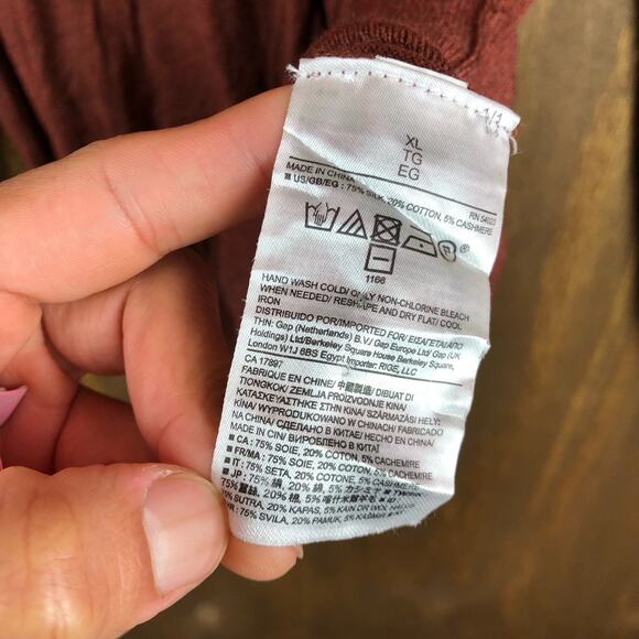 Banana Republic Mens Sweater Burnt Orange Brown V Neck Silk Cashmere Blend XL - Picture 10 of 13